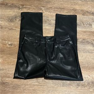 JUDY BLUE LET'S GO PARTY FAUX LEATHER TUMMY CONTROL STRAIGHT LEG PANTS IN BLACK